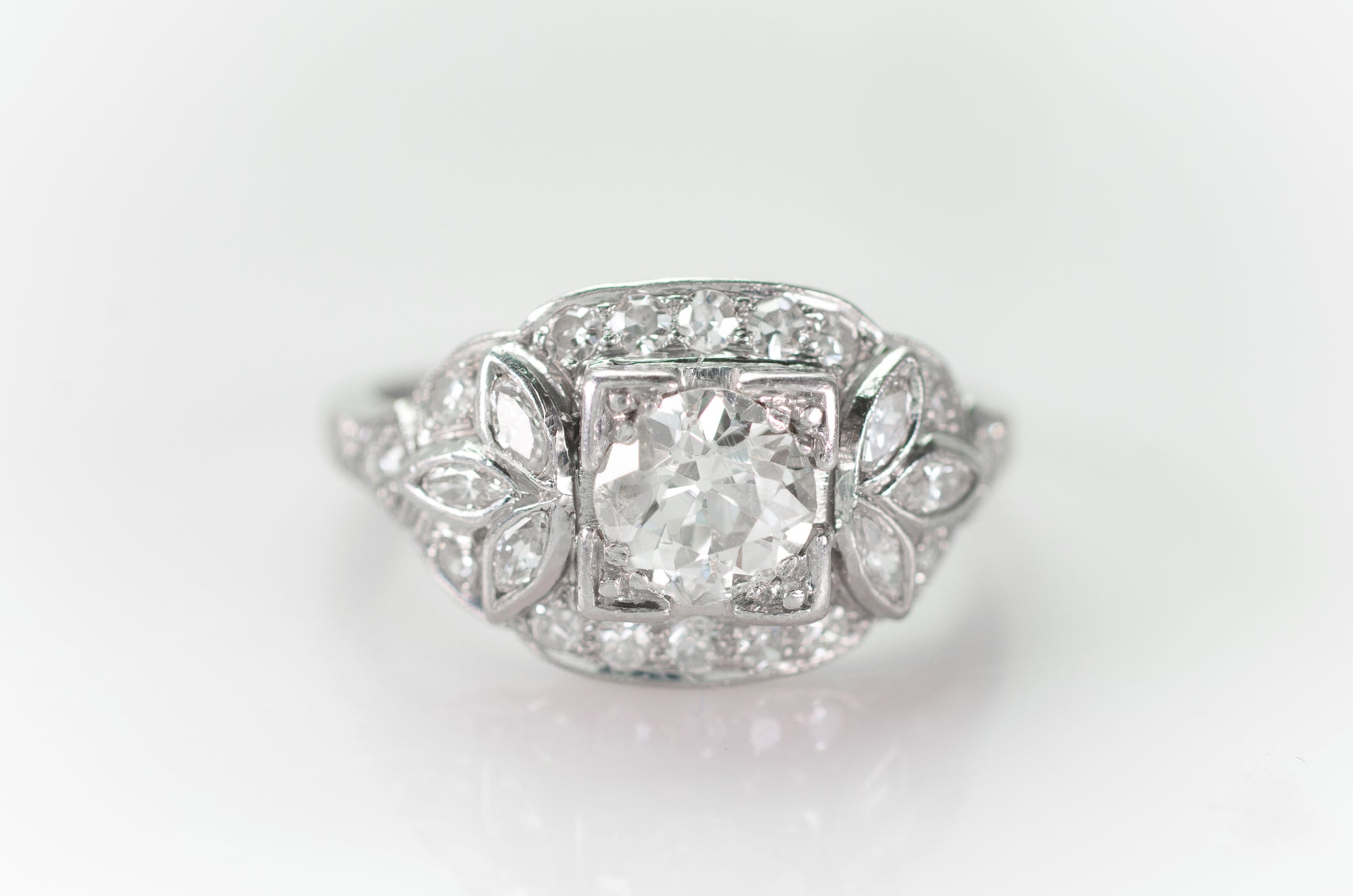 1.71CTW  OLD EUROPEAN AND MARQUIS CUT RING - SinCityFinds Jewelry