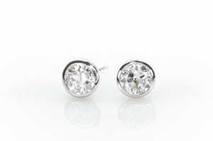 1.14CTW OLD EUROPEAN CUT DIAMOND STUD EARRINGS IN PLATINUM - SinCityFinds Jewelry