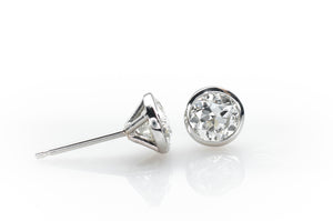 1.14CTW OLD EUROPEAN CUT DIAMOND STUD EARRINGS IN PLATINUM - SinCityFinds Jewelry