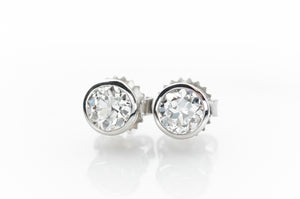 1.14CTW OLD EUROPEAN CUT DIAMOND STUD EARRINGS IN PLATINUM - SinCityFinds Jewelry