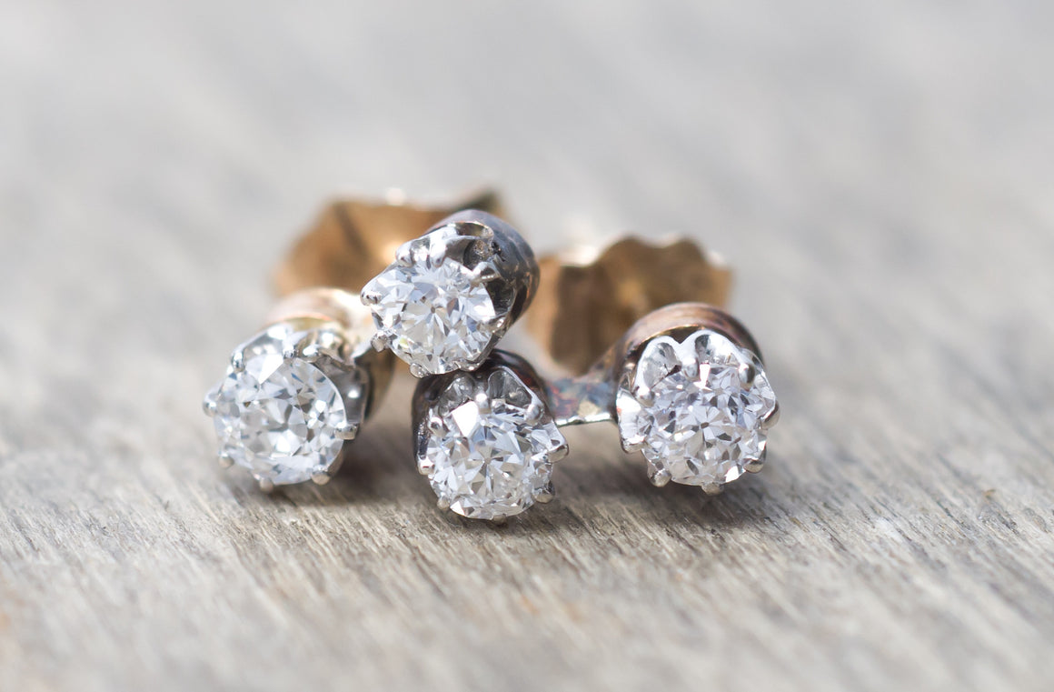 ANTIQUE OLD MINE CUT DIAMOND EARRINGS - SinCityFinds Jewelry