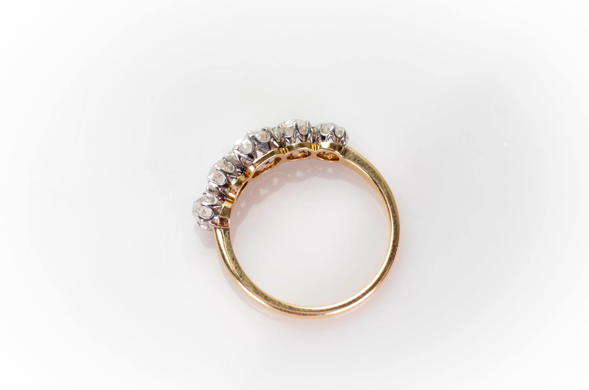 1.43CTW HALF HOOP FIVE STONE OLD CUT DIAMOND BAND - SinCityFinds Jewelry
