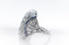 1.64CTW OLD EUROPEAN CUT DIAMOND AND SAPPHIRE DINNER RING - SinCityFinds Jewelry
