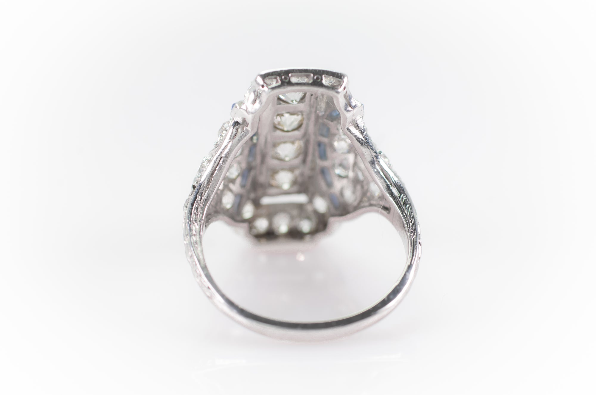 1.64CTW OLD EUROPEAN CUT DIAMOND AND SAPPHIRE DINNER RING - SinCityFinds Jewelry