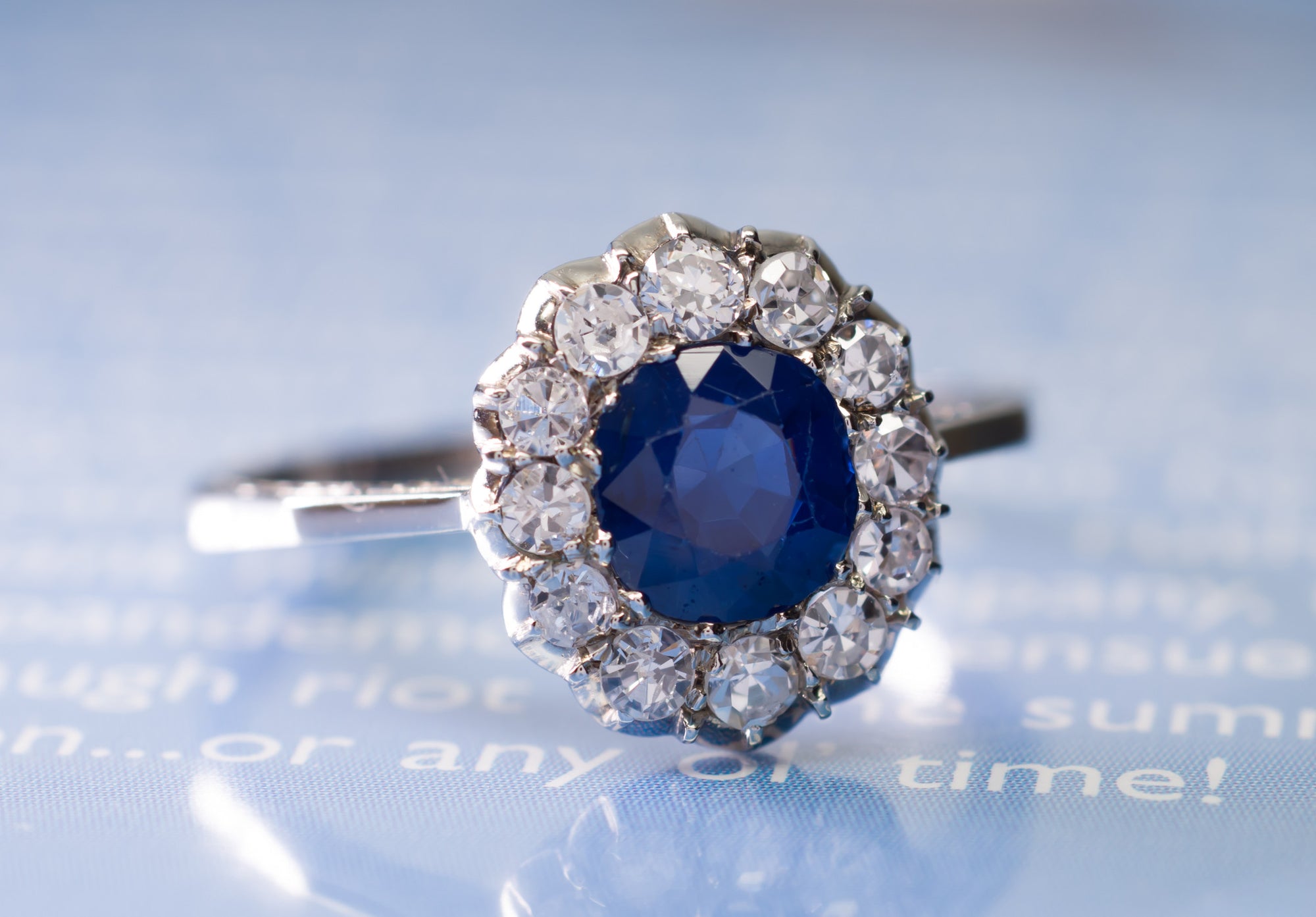 EDWARDIAN SAPPHIRE AND DIAMOND ENGAGEMENT RING - SinCityFinds Jewelry
