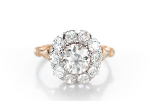 1.95CTW OLD MINE CUT DIAMOND HALO RING