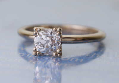 OLD MINE CUT SOLITAIRE ENGAGEMENT RING - SinCityFinds Jewelry