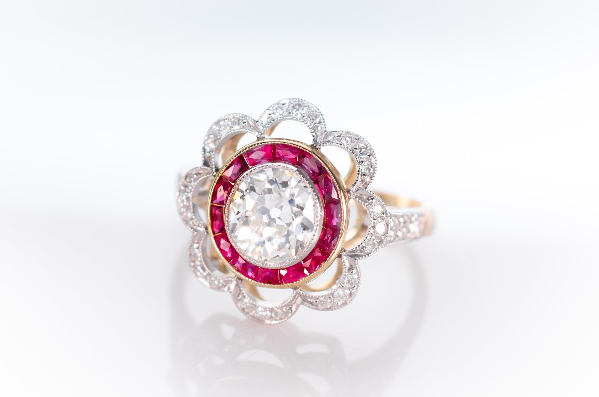 edwardian ruby and diamond engagement ring