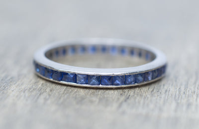 ART DECO PLATINUM AND NATURAL SAPPHIRE ETERNITY BAND - SinCityFinds Jewelry