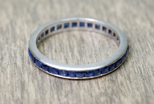 ART DECO PLATINUM AND NATURAL SAPPHIRE ETERNITY BAND - SinCityFinds Jewelry