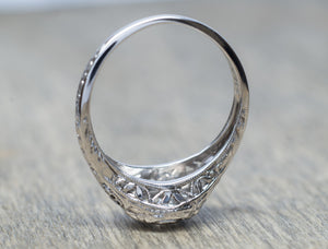 VINTAGE FILIGREE WHITE GOLD DIAMOND RING WITH OLD EUROPEAN CUT DIAMOND - SinCityFinds Jewelry