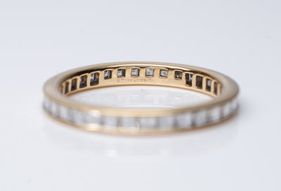 TIFFANY CARRE CUT DIAMOND ETERNITY BAND IN YELLOW GOLD - SinCityFinds Jewelry