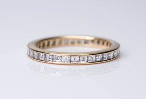 TIFFANY CARRE CUT DIAMOND ETERNITY BAND IN YELLOW GOLD - SinCityFinds Jewelry