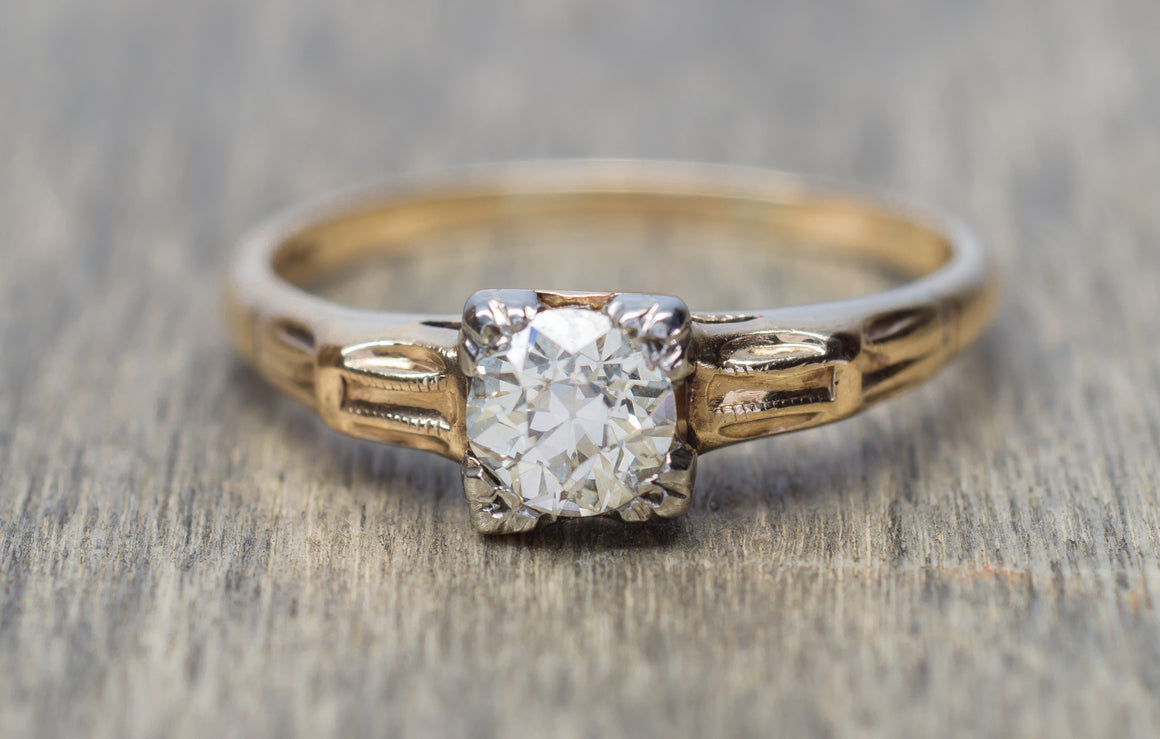 ANTIQUE OLD MINE CUT DIAMOND ENGAGEMENT RING SOLITAIRE - SinCityFinds Jewelry