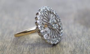 EDWARDIAN OLD EUROPEAN CUT DIAMOND RING IN PLATINUM AND GOLD - SinCityFinds Jewelry