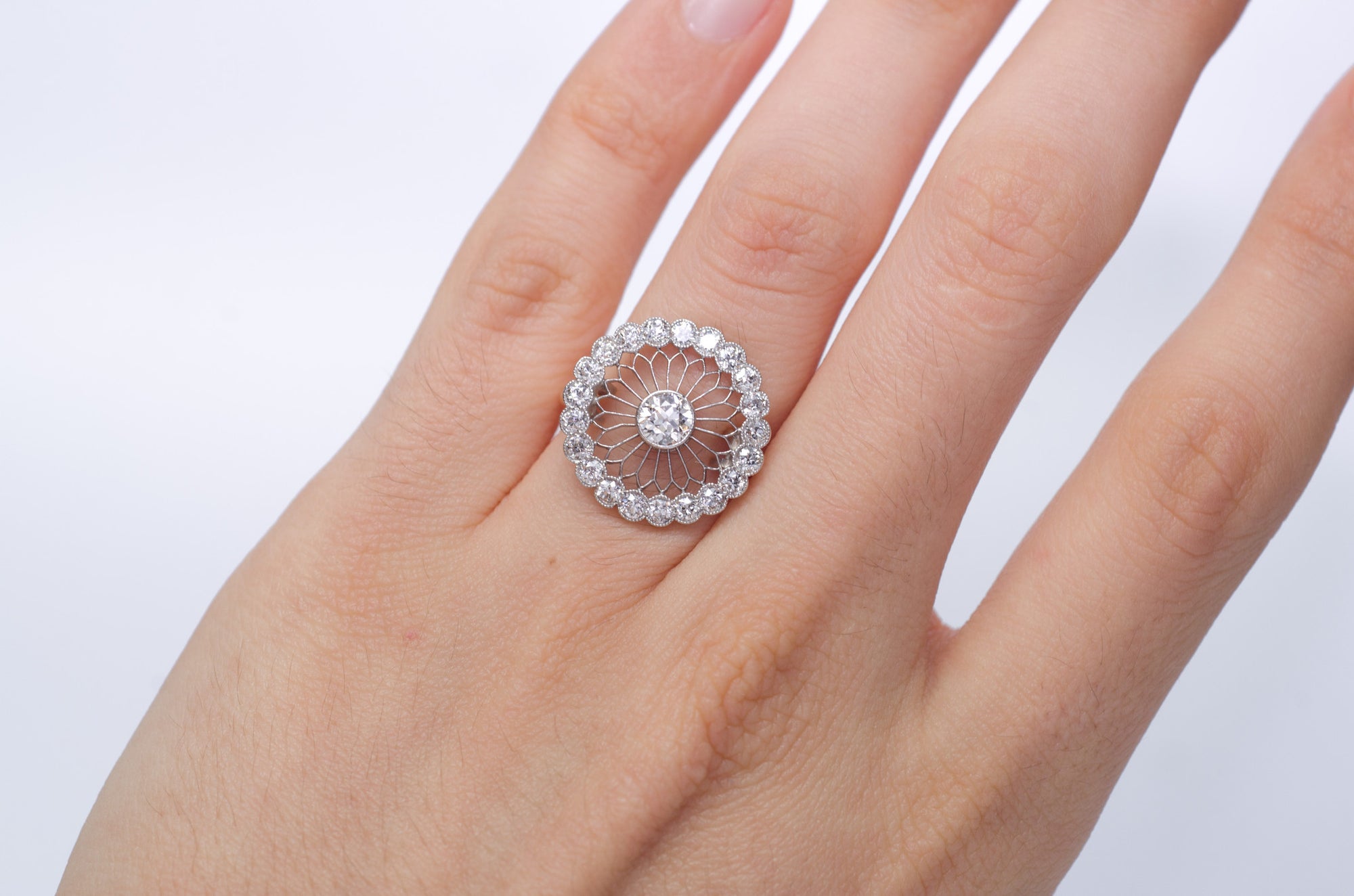 EDWARDIAN OLD EUROPEAN CUT DIAMOND RING IN PLATINUM AND GOLD - SinCityFinds Jewelry
