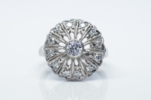 ART DECO PLATINUM AND DIAMOND COCKTAIL RING - SinCityFinds Jewelry