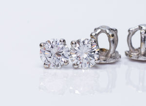 0.80ctw BRILLIANT CUT DIAMOND EARRINGS IN VINTAGE SETTINGS - SinCityFinds Jewelry