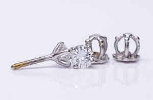 0.80ctw BRILLIANT CUT DIAMOND EARRINGS IN VINTAGE SETTINGS - SinCityFinds Jewelry