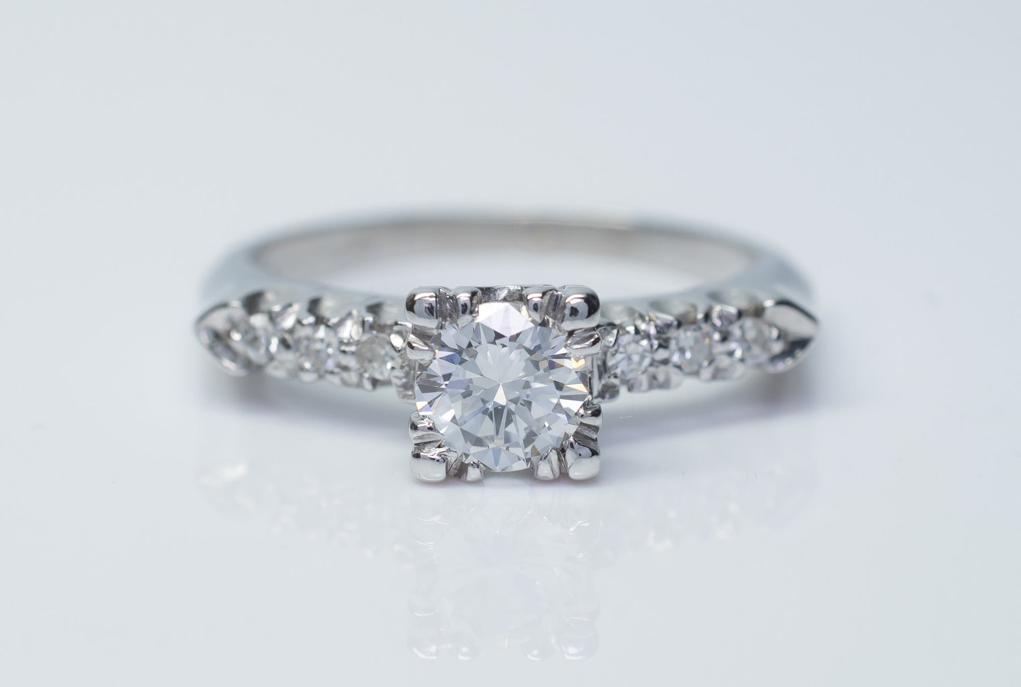 0.75CTW PLATINUM VINTAGE DIAMOND WEDDING BAND AND RING SET - SinCityFinds Jewelry