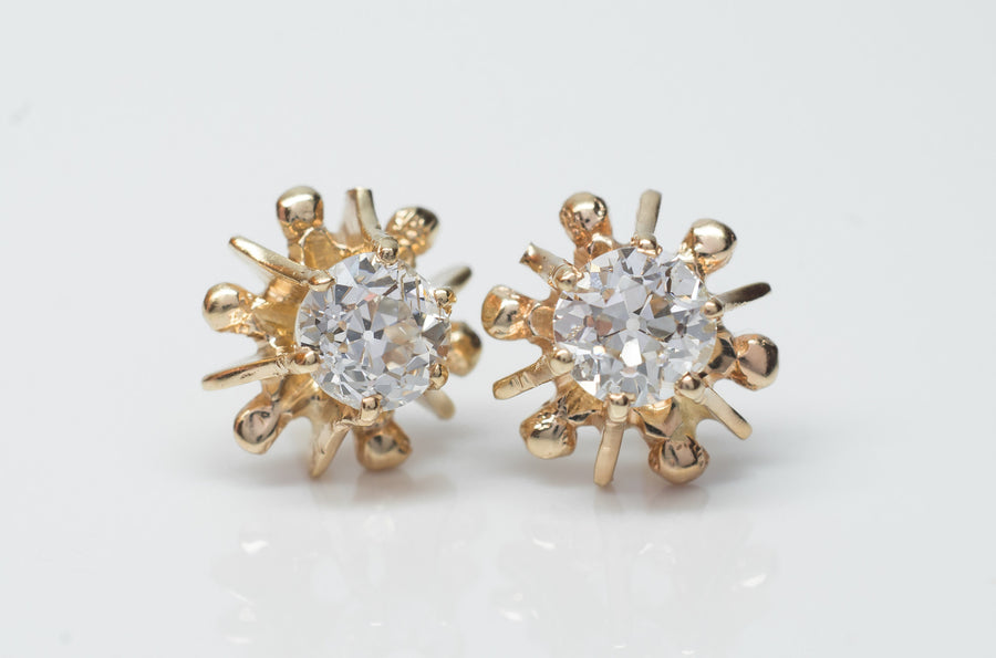 1.3CTW ANTIQUE OLD MINE CUT DIAMOND EARRINGS - SinCityFinds Jewelry