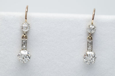 1.85CTW ANTIQUE DIAMOND EARRINGS OLD MINE CUT - SinCityFinds Jewelry