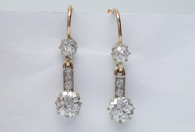 1.85CTW ANTIQUE DIAMOND EARRINGS OLD MINE CUT - SinCityFinds Jewelry