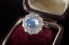 VINTAGE MOONSTONE AND OLD EURO CUT HALO RING - SinCityFinds Jewelry