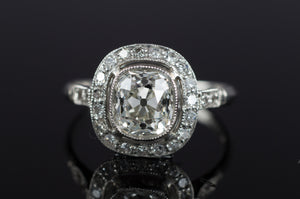 1.65CTW ANTIQUE CUSHION DIAMOND RING - SinCityFinds Jewelry