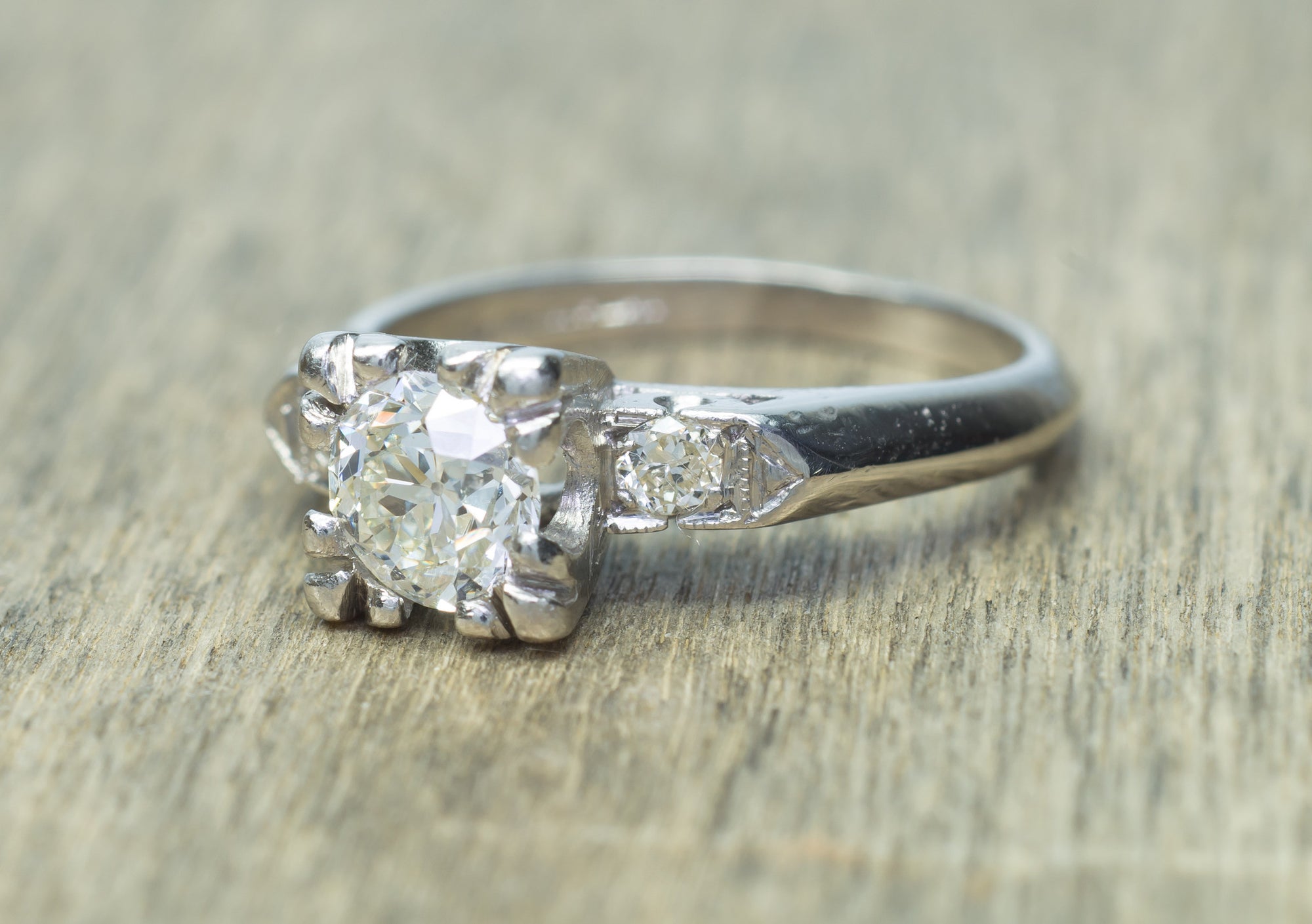 0.78CTW LATE ART DECO OLD EUROPEAN CUT DIAMOND ENGAGEMENT RING - SinCityFinds Jewelry