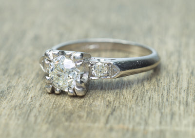 0.78CTW LATE ART DECO OLD EUROPEAN CUT DIAMOND ENGAGEMENT RING - SinCityFinds Jewelry