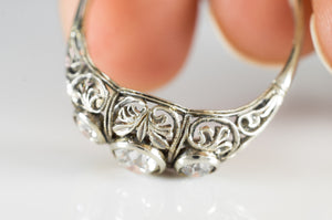 0.73CTW THREE STONE ANTIQUE DIAMOND RING - SinCityFinds Jewelry