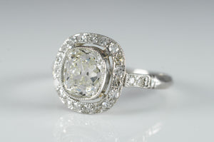 1.65CTW ANTIQUE CUSHION DIAMOND RING - SinCityFinds Jewelry