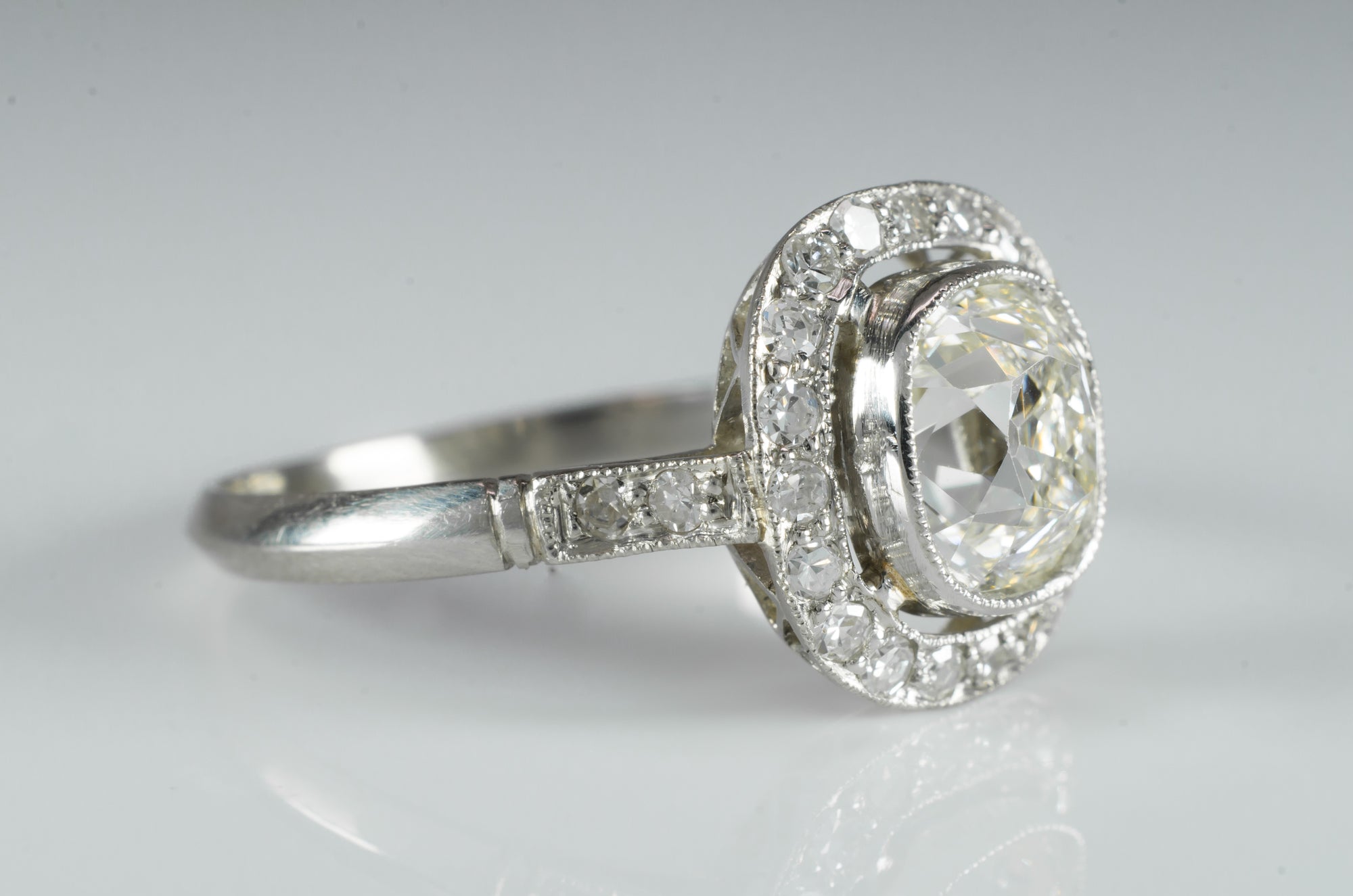 1.65CTW ANTIQUE CUSHION DIAMOND RING - SinCityFinds Jewelry
