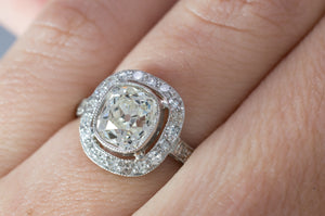 1.65CTW ANTIQUE CUSHION DIAMOND RING - SinCityFinds Jewelry