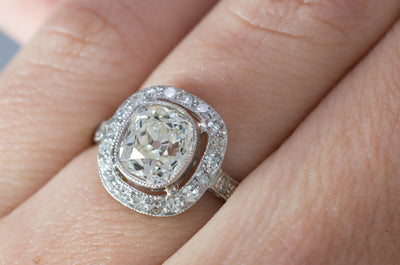 1.65CTW ANTIQUE CUSHION DIAMOND RING - SinCityFinds Jewelry