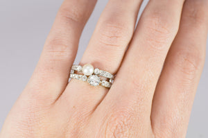 PEARL AND OLD CUT DIAMOND TOI ET MOI RING - SinCityFinds Jewelry