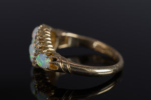 ANTIQUE MINE CUT DIAMOND AND OPAL RING - SinCityFinds Jewelry