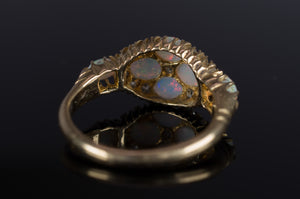 ANTIQUE MINE CUT DIAMOND AND OPAL RING - SinCityFinds Jewelry