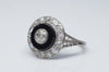 ART DECO ONIX AND OLD EUROPEAN CUT DIAMOND RING IN PLATINUM - SinCityFinds Jewelry