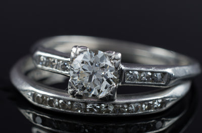 VINTAGE PLATINUM WEDDING SET - SinCityFinds Jewelry