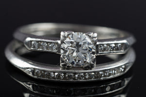 VINTAGE PLATINUM WEDDING SET - SinCityFinds Jewelry