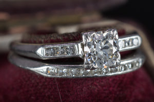 VINTAGE PLATINUM WEDDING SET - SinCityFinds Jewelry