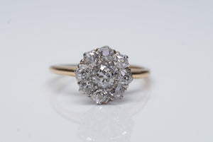 0.71CTW EDWARDIAN OLD MINE CUT DIAMOND DAISY RING - SinCityFinds Jewelry