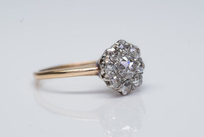 0.71CTW EDWARDIAN OLD MINE CUT DIAMOND DAISY RING - SinCityFinds Jewelry