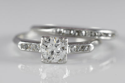 VINTAGE PLATINUM WEDDING SET - SinCityFinds Jewelry