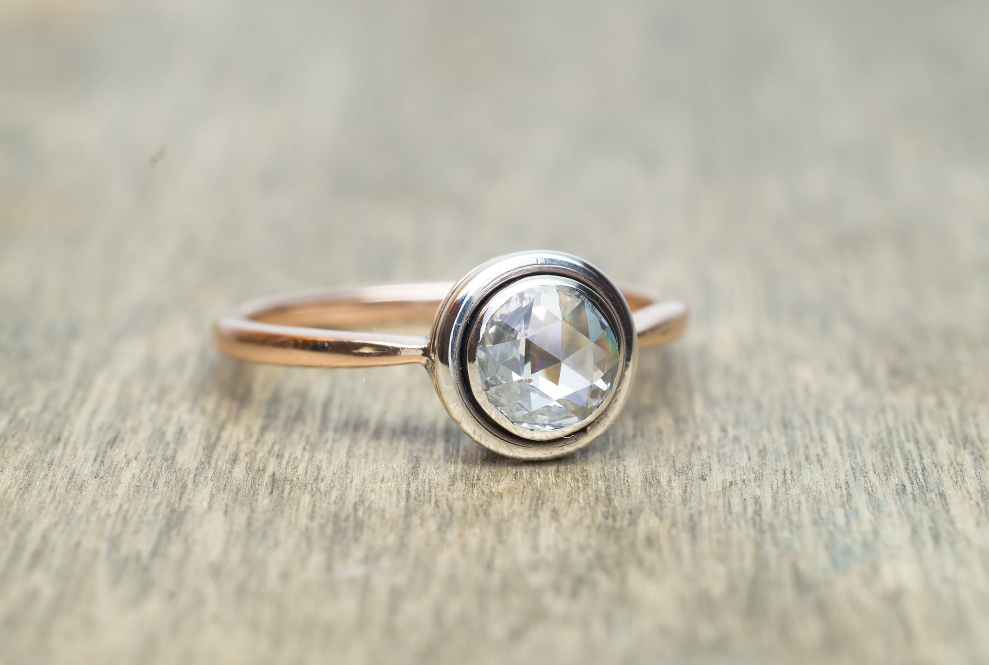VINTAGE ROSE CUT DIAMOND SOLITAIRE IN GOLD - SinCityFinds Jewelry