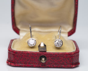 1CTW BEZEL SET DANGLE DIAMOND  EARRINGS - SinCityFinds Jewelry