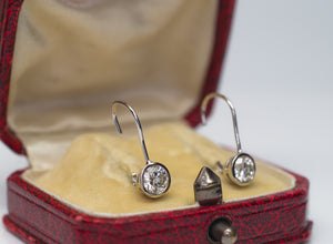 1CTW BEZEL SET DANGLE DIAMOND  EARRINGS - SinCityFinds Jewelry