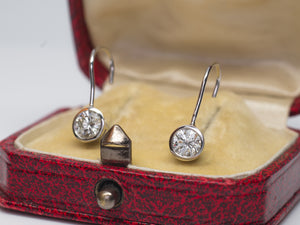 1CTW BEZEL SET DANGLE DIAMOND  EARRINGS - SinCityFinds Jewelry